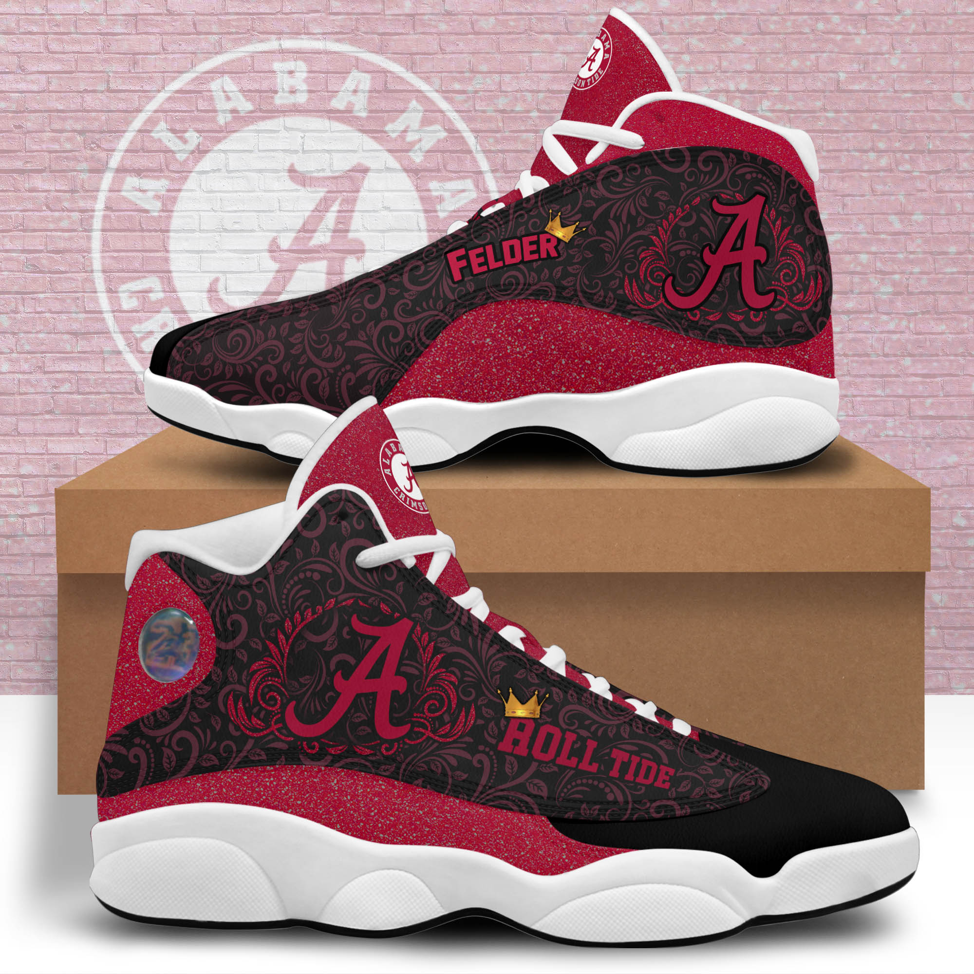 Alabama Crime Roll Big Logo Flowers   Style Shoes, Sneakers POD Design By Facetotes Fashion Design by Facetotes Fashion