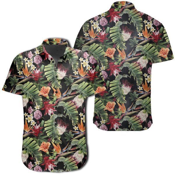 Tropical Flowers Watercolor Hawaiian Shirt 1