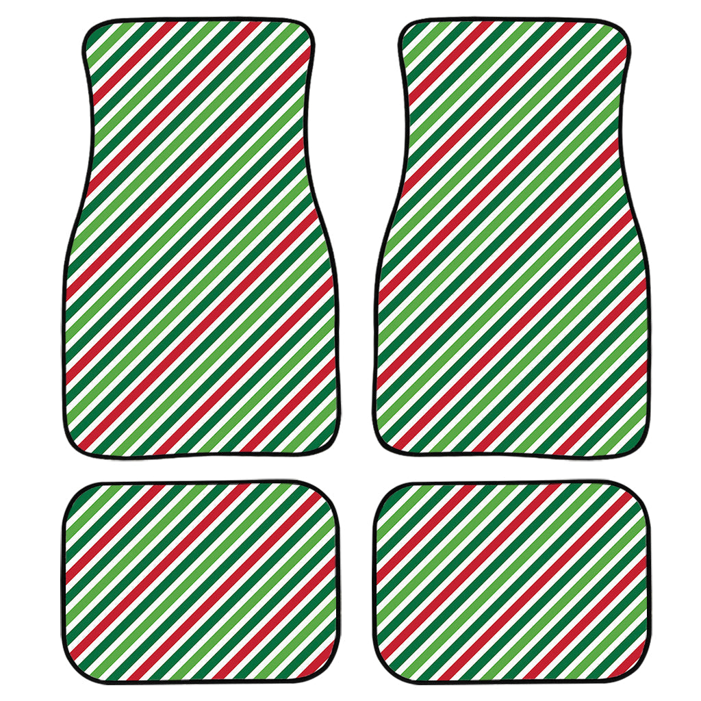 Merry Christmas Stripes Pattern Print Front And Back Car Floor Mats, Front Car Mat