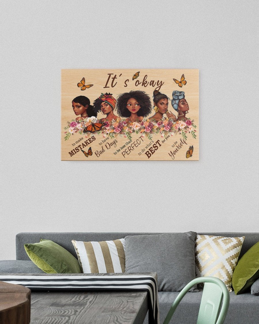 Black Girls Family Afro It’S Okay Canvas Wall Art, Home Decor