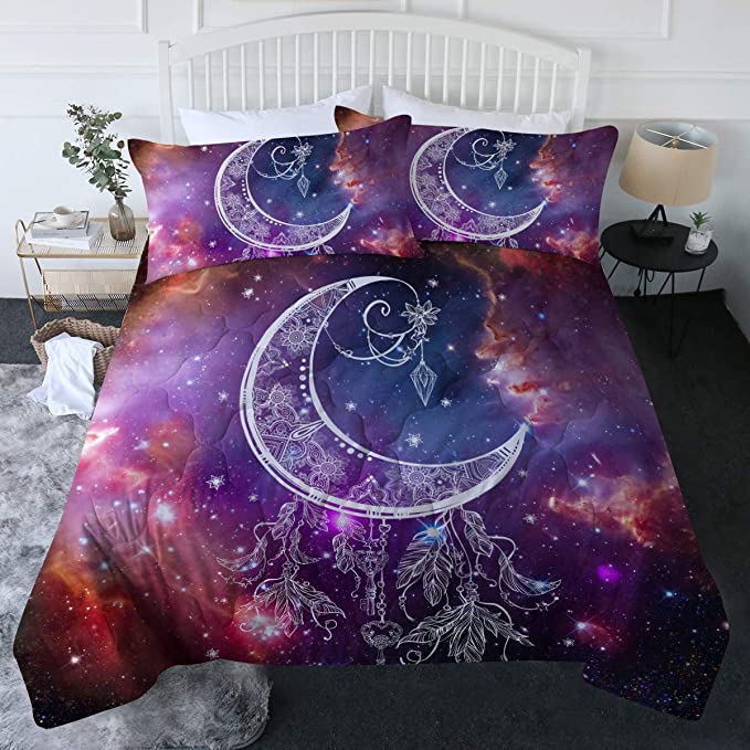 4 Pieces Stylized Moon 3D Nebula Comforter Set