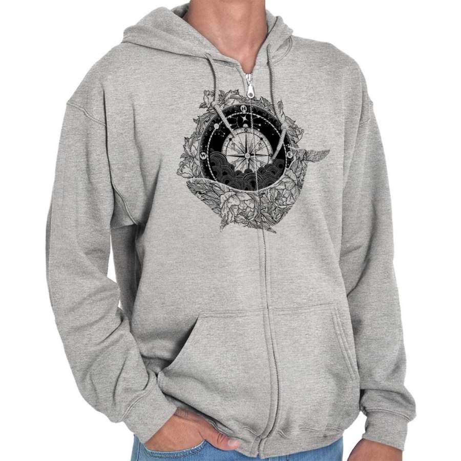 Whale Compass Zip Hoodie