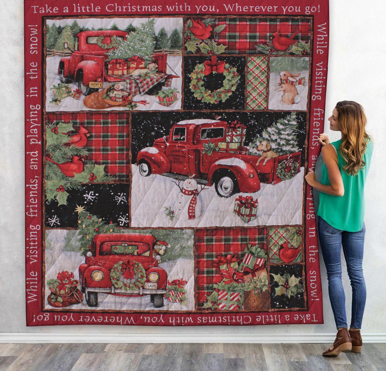 Casespring 3D Red Truck Christmas Tree Custom Quilt