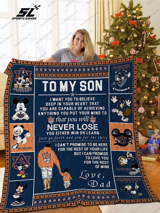 Bl Auburn Tigers, To My Son Quilt Blanket