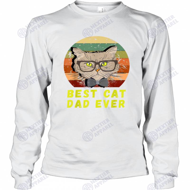 Mens Vintage Best cat Dad ever kitten Men cat kitties lover kitty Long Sleeve T-Shirt