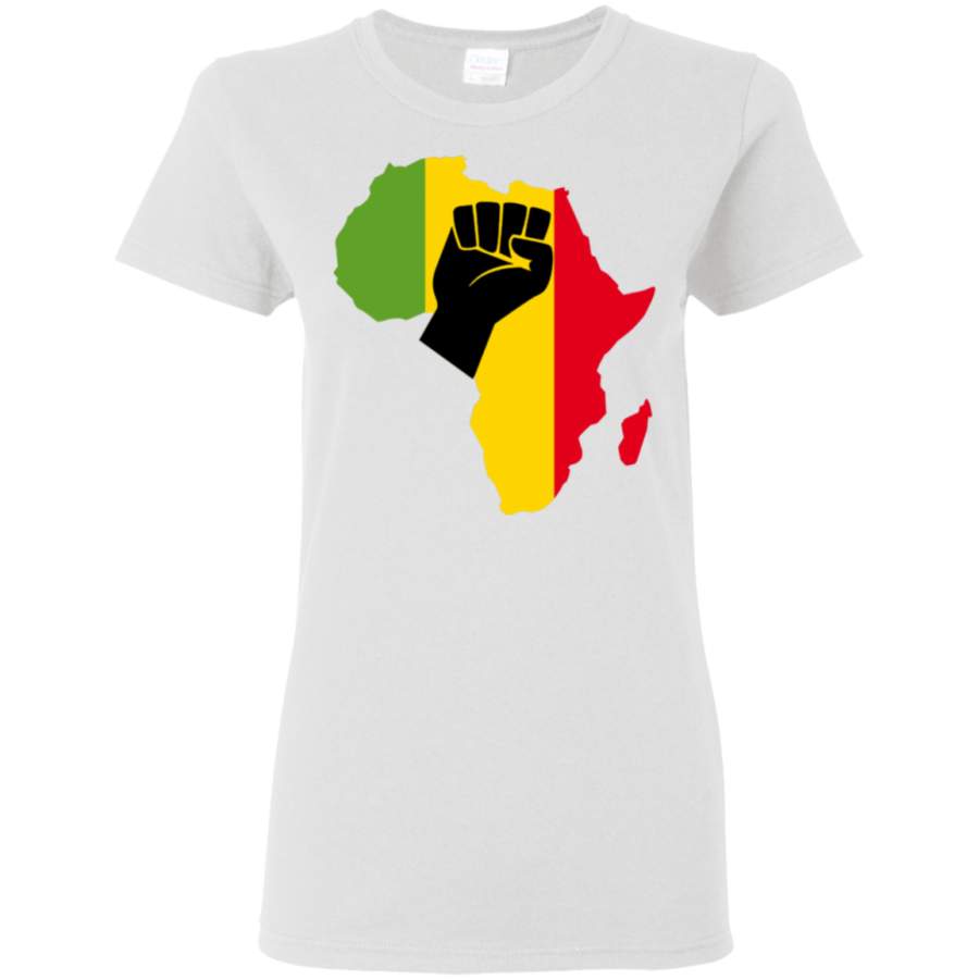 AGR Africa Black Power Africa Map Fist African Womens T-Shirt