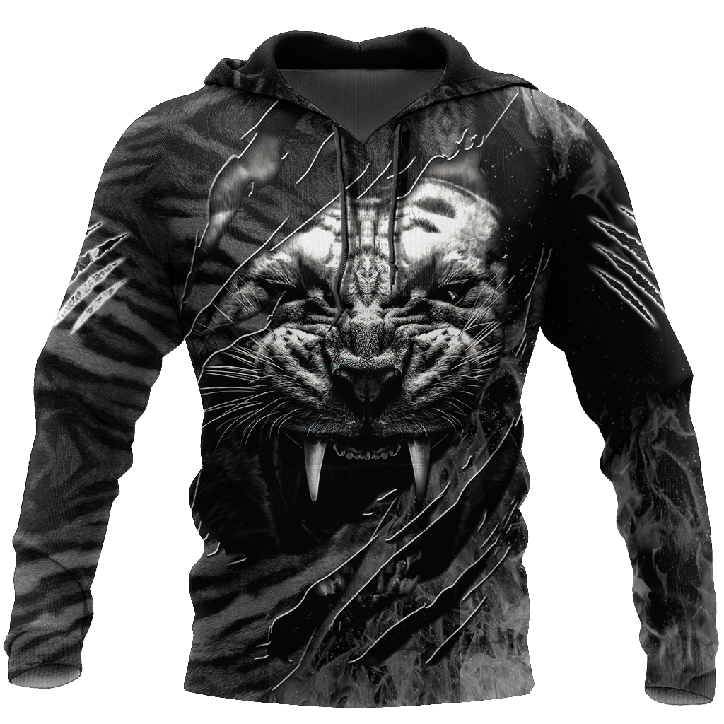 Warrior White Tiger Hoodie Over Printed for Men and Women