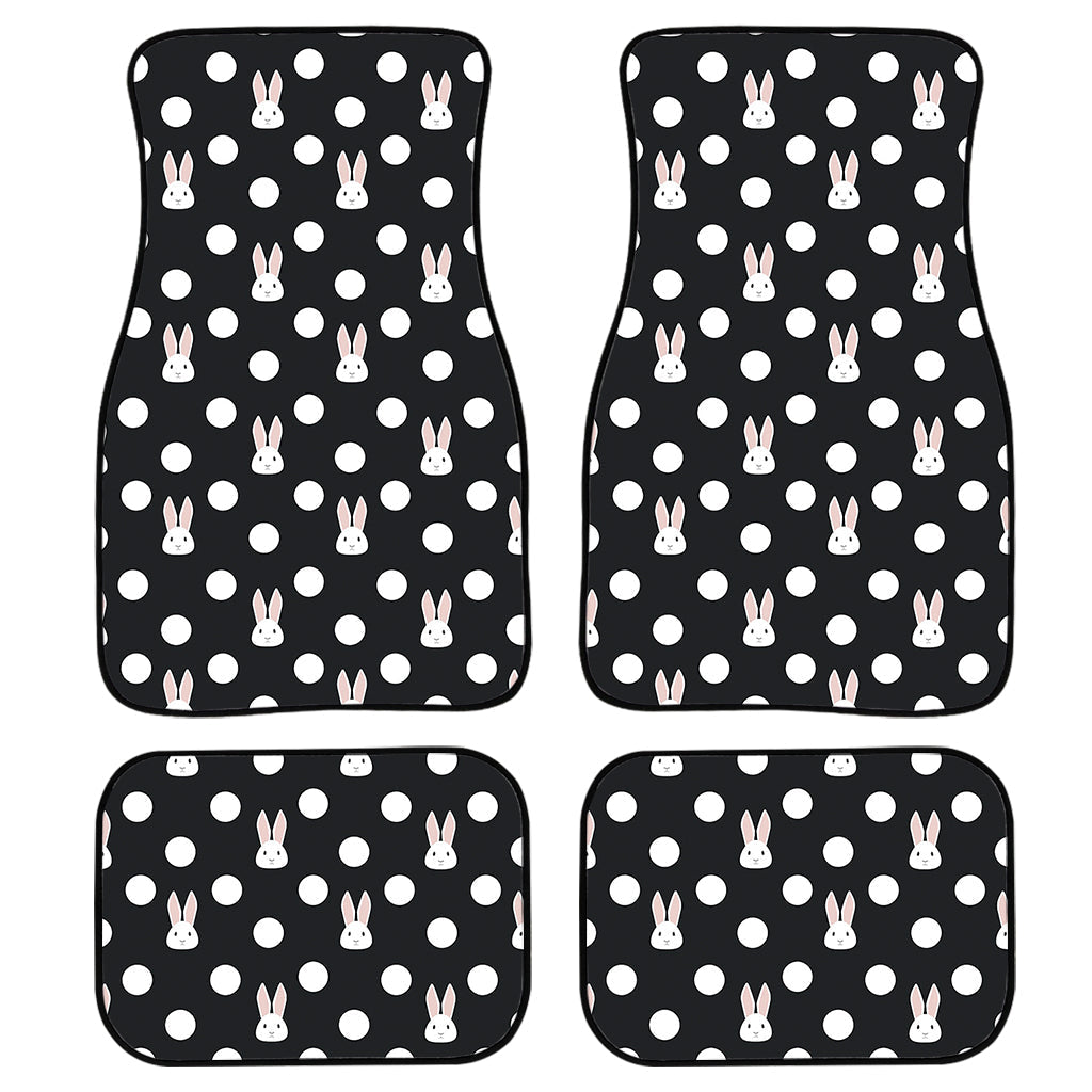 Polka Dot Rabbit Pattern Print Front And Back Car Floor Mats, Front Car Mat