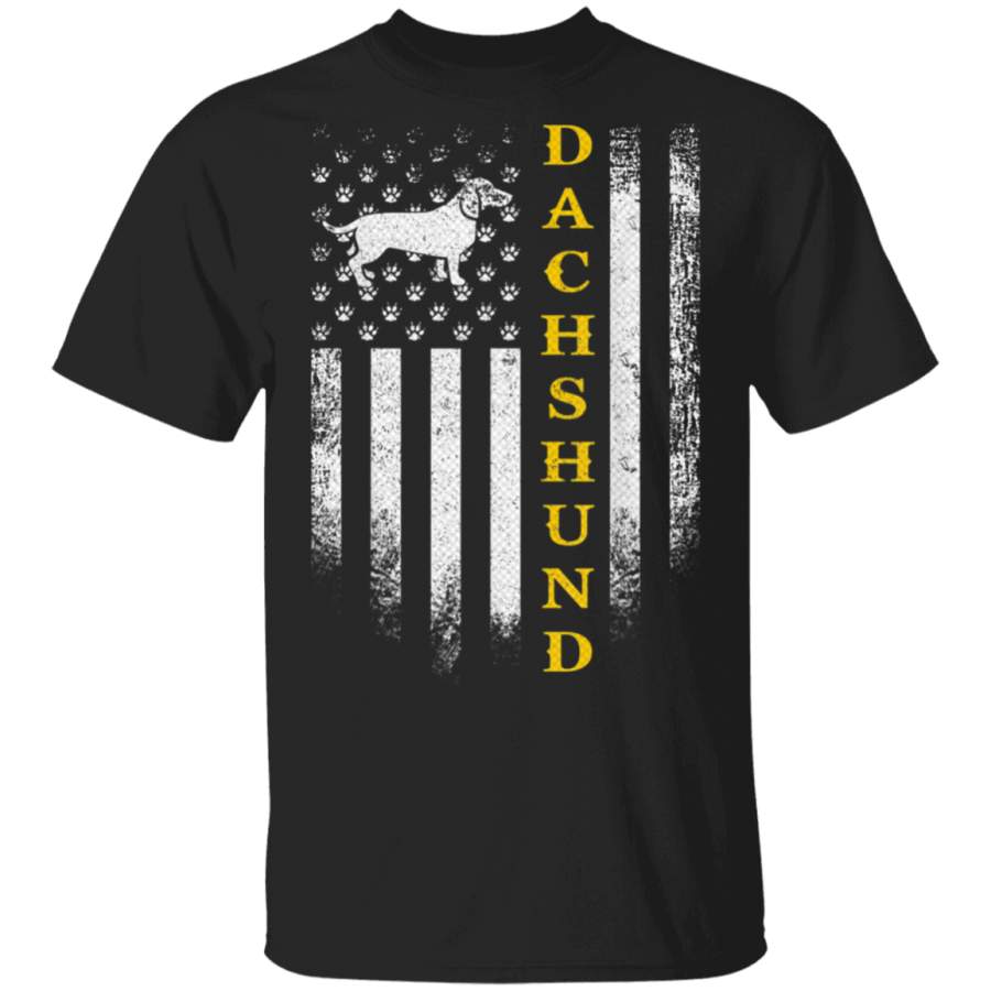 Vintage USA Dachshund American Flag Patriotic Dog Lover Gift TShirt