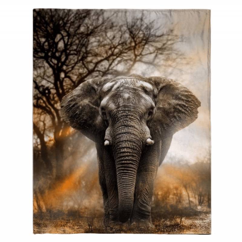 Elephants Sunshine In The Forest Fleece Blanket