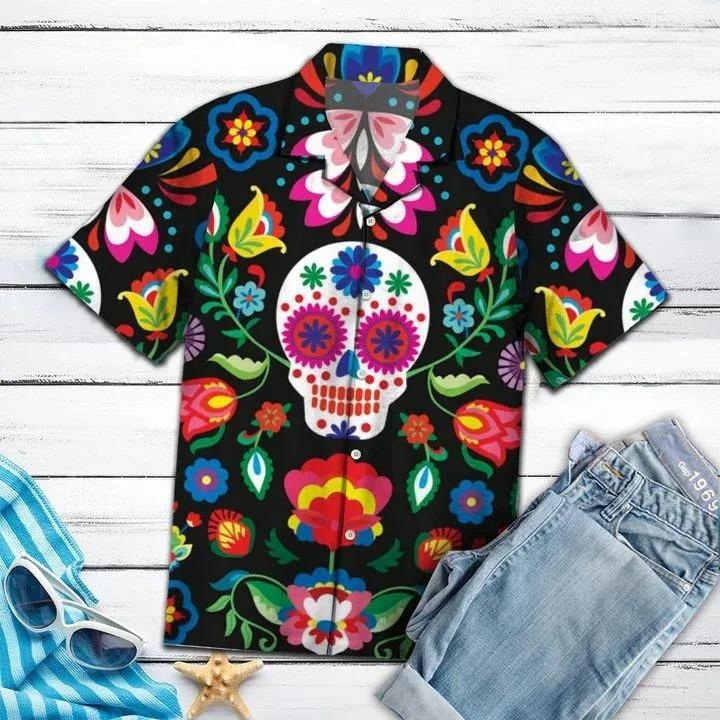 Amazing Sugar Skull Hawaii Shirt Unisex Full Size Adult Colorful Ha61279