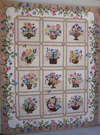 Flower Basket CL16100321MDQ Quilt Blanket