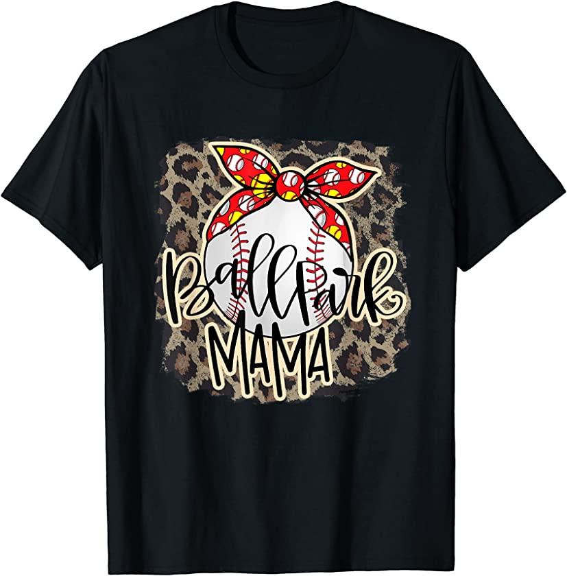 Ballpark Mama Funny Leopard Baseball Mom Gifts T-Shirt