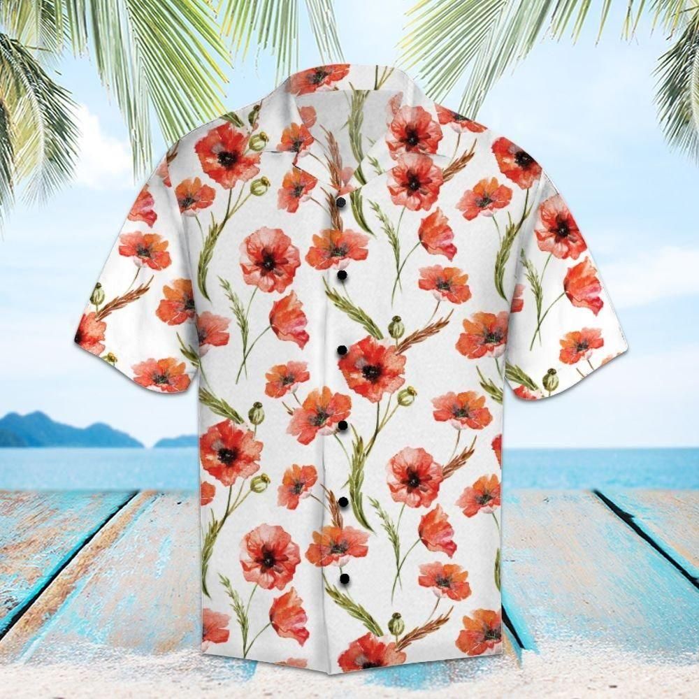 Red Poppy Aloha Hawaii Shirt Colorful Short Sleeve Summer Beach Casual For Men And Women Ha36017