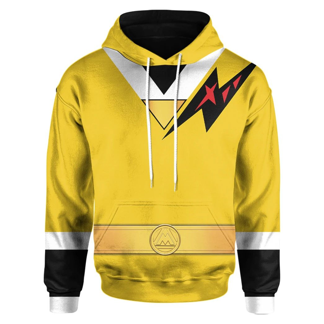 3D Mighty Morphin Alien Rangers Yellow Aquitar Ranger Custom Hoodie