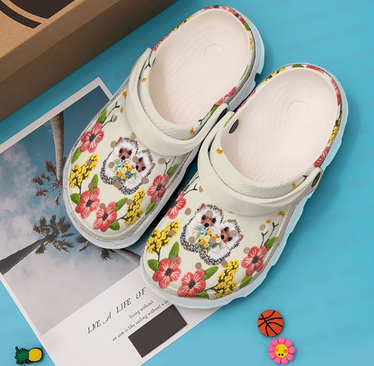 Hedgehog Personalized Clog, Custom Name, Text, Color, Number Fashion Style For Women, Men, Kid, Print 3D Floral Hedgehog