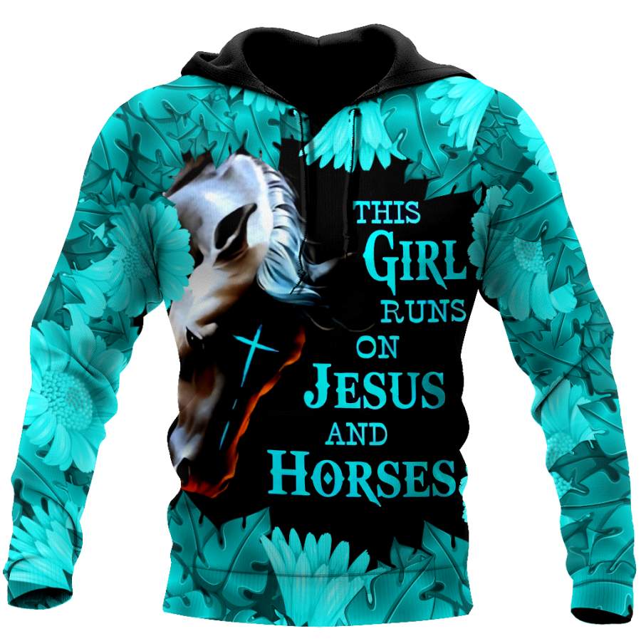 This Girl Runs On Jesus And Horses Shirts Hoodie HHT12082001