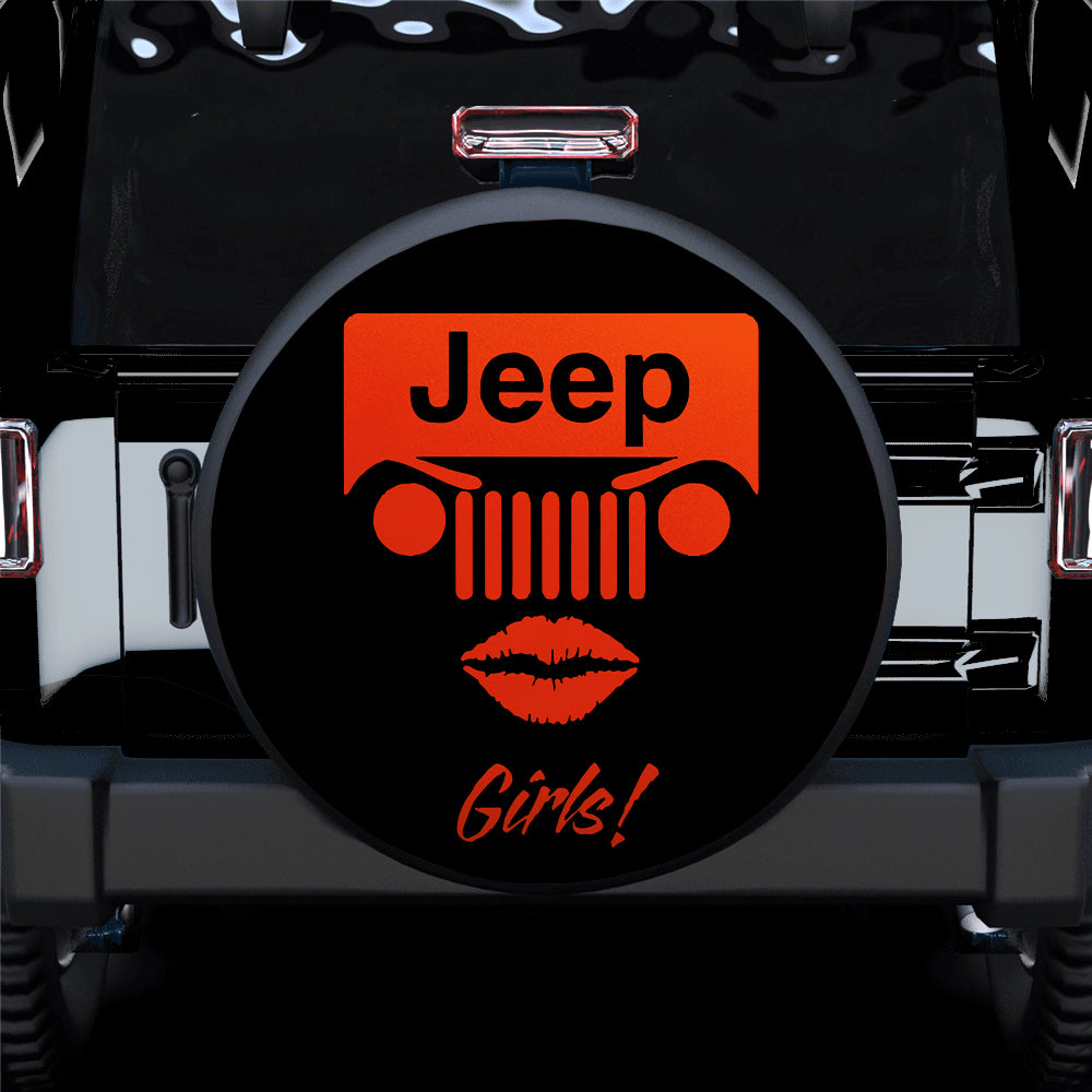 Jeep Girl Orange Car Spare Tire Covers Gift For Campers