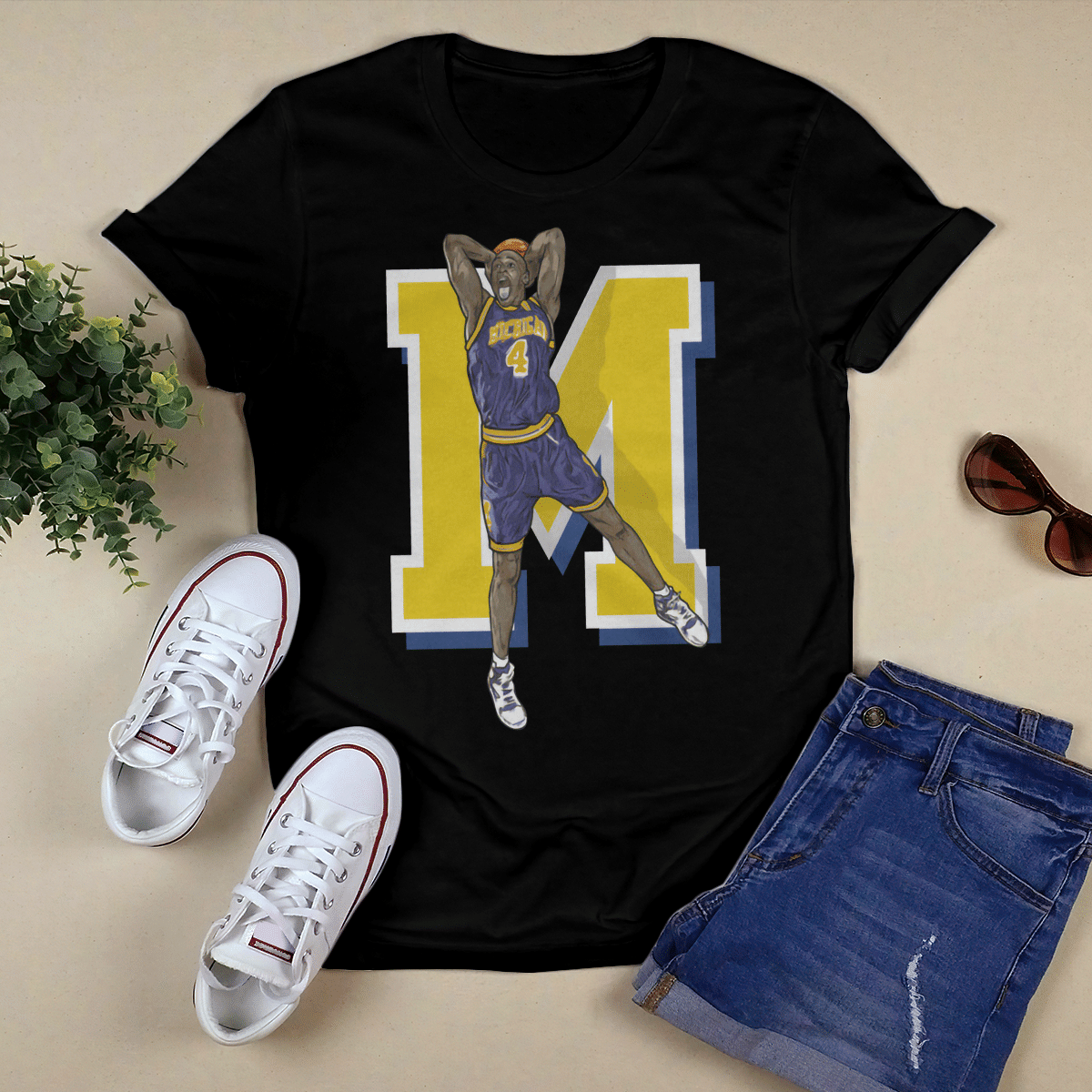 Vintage Michigan Basketball Fab 5 Chris Webber T-Shirt