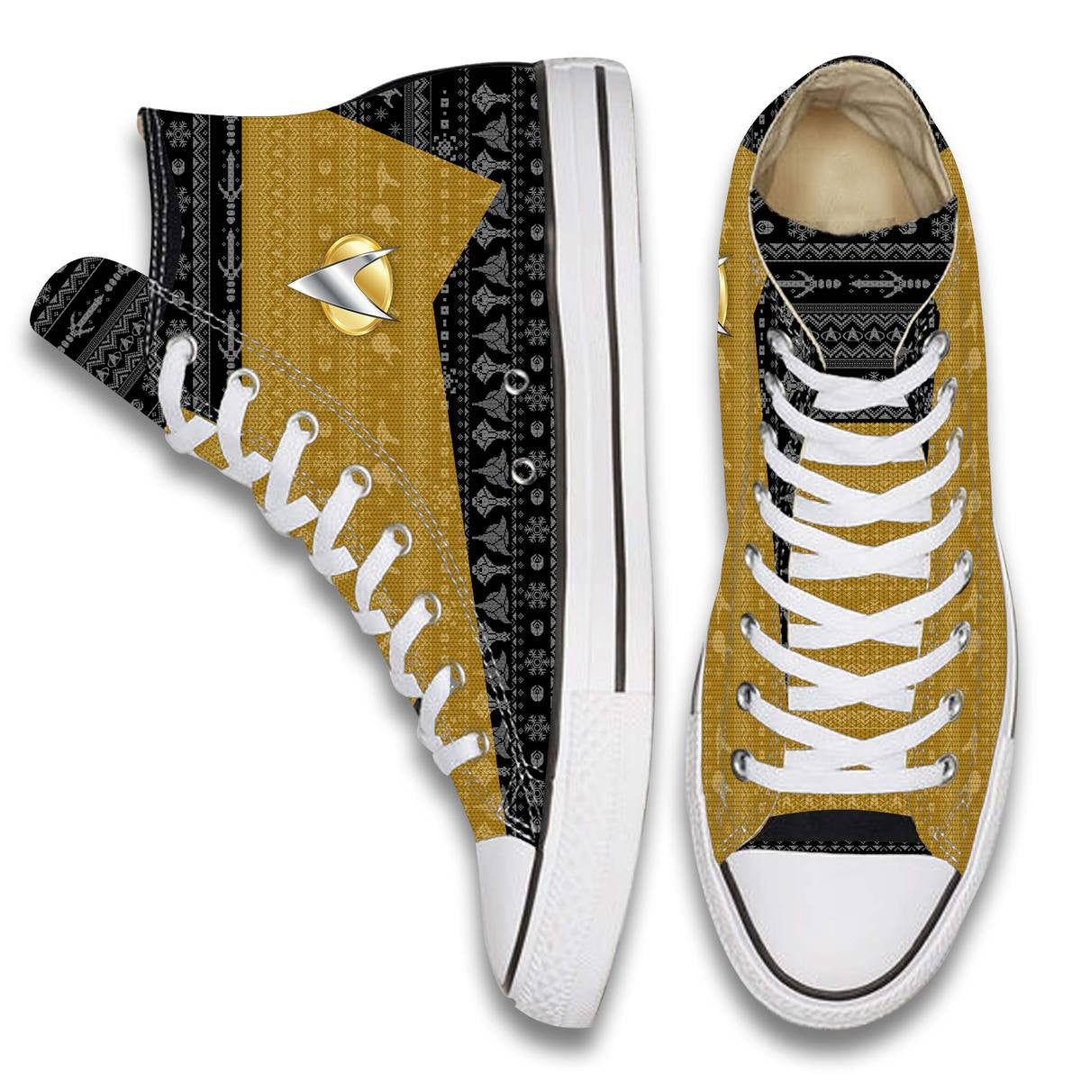 3D S.T The Next Generation 1987 Yellow Ugly Christmas Custom High Top Converse Shoes