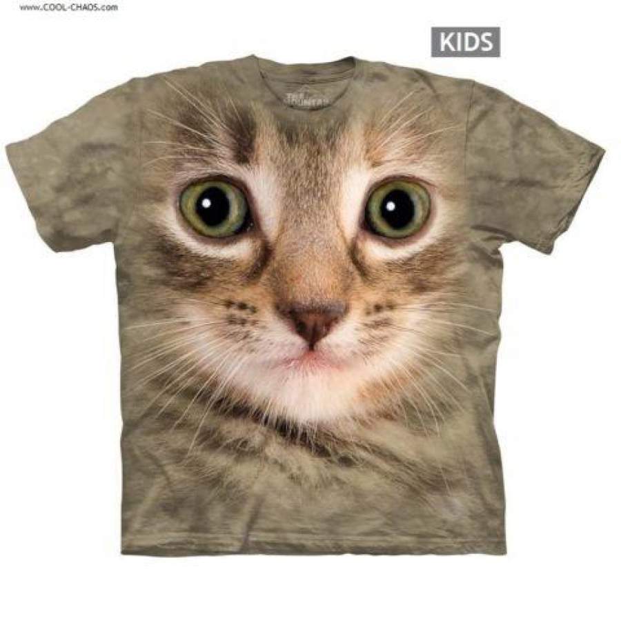 Big Face Kitten T-Shirt / Tie Dye,Tabby Cat Tee! Cool Kids T-Shirt