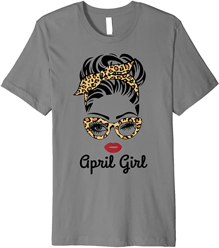 April Girl Wink Eye Woman Face Wink Eyes Leopard Lady Aries Premium T-Shirt