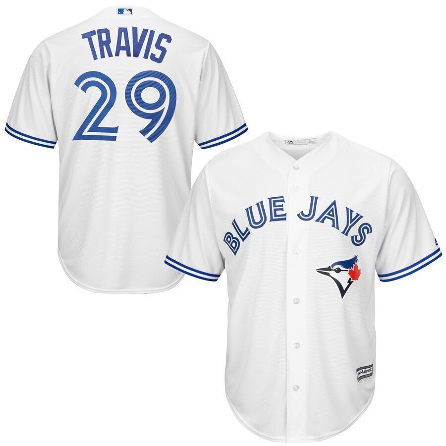 Devon Travis Toronto Blue Jays Majestic Cool Base Player Jersey White 2019