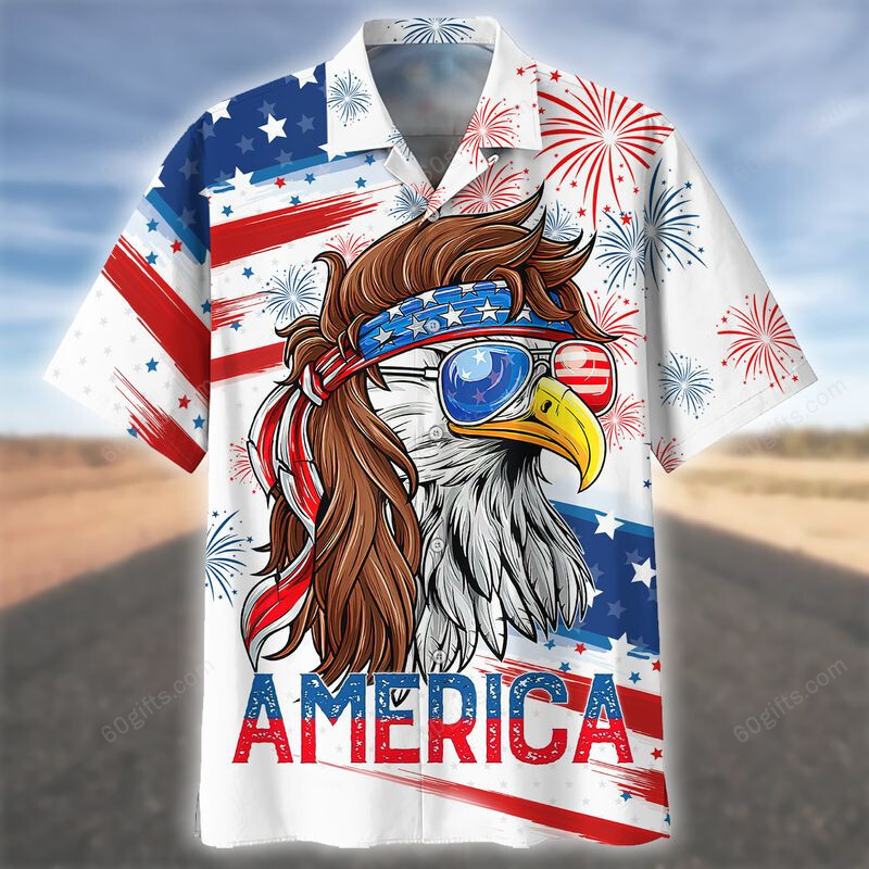 3D Hawaiian Shirt, Hoodie, Zip Hoodie, Hoodie Dress, Sweatshirt Eagle Independence Day Usa All Over Print