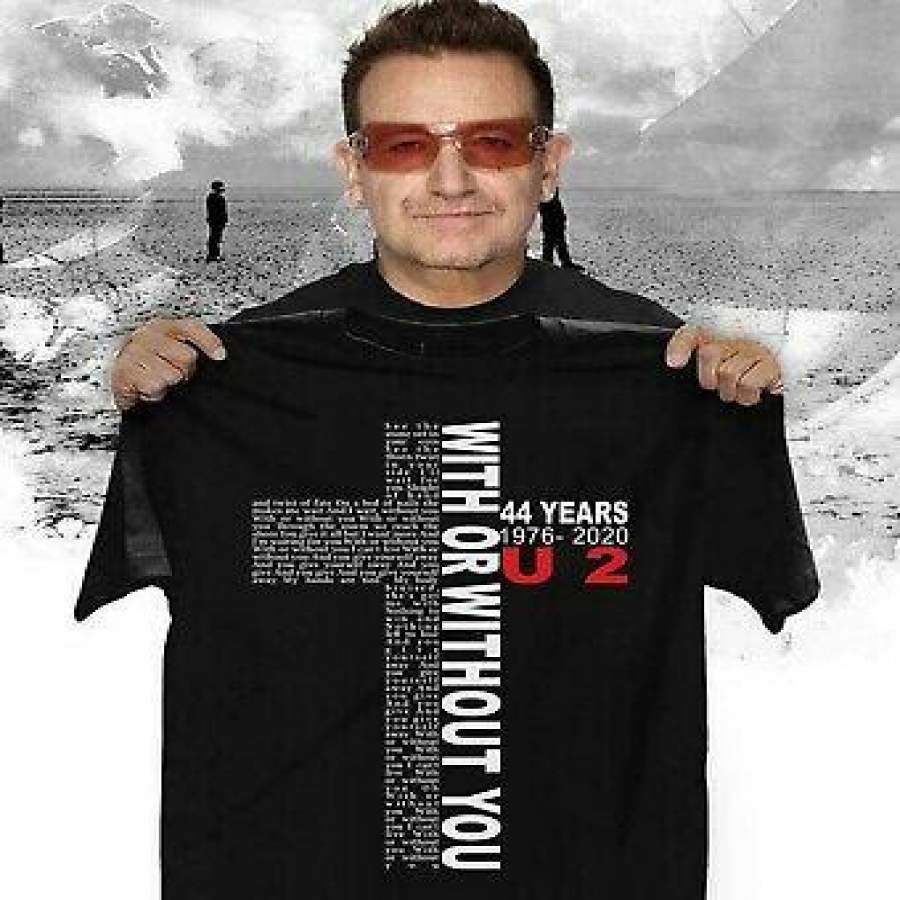 U2 44 Years With Or Without You Black T Shirt