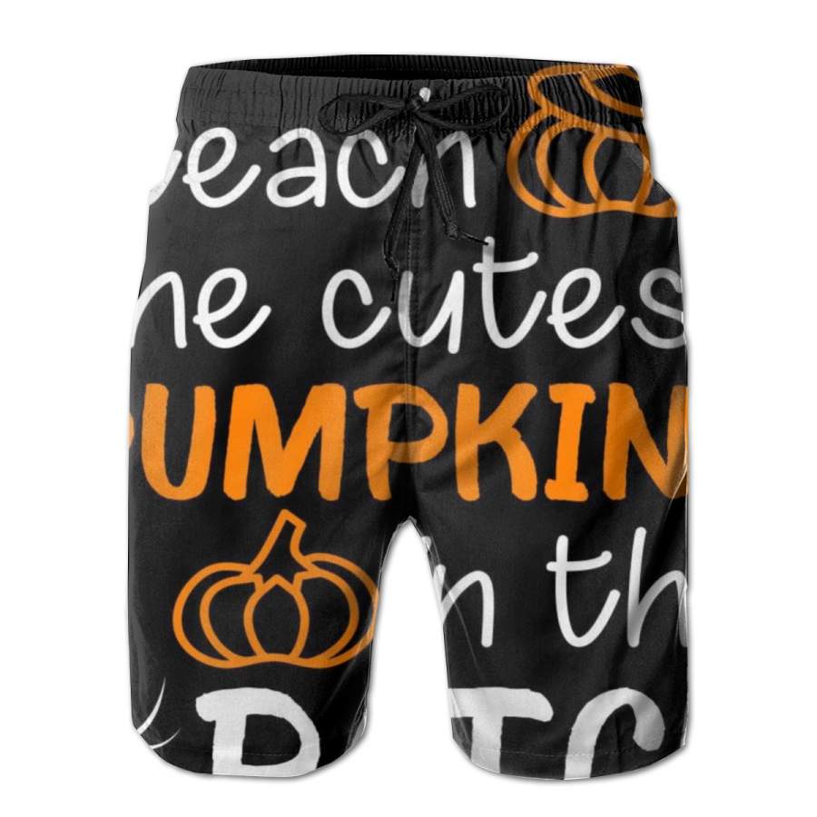 2 Pack I Teach The Cutest Pumpkins In The Patch Halloween Teacher Poster Men Swim Trunks Drawstring Elastic Waist Quick Dry Beach Shorts with Mesh Lining Swimwear Bathing Suits