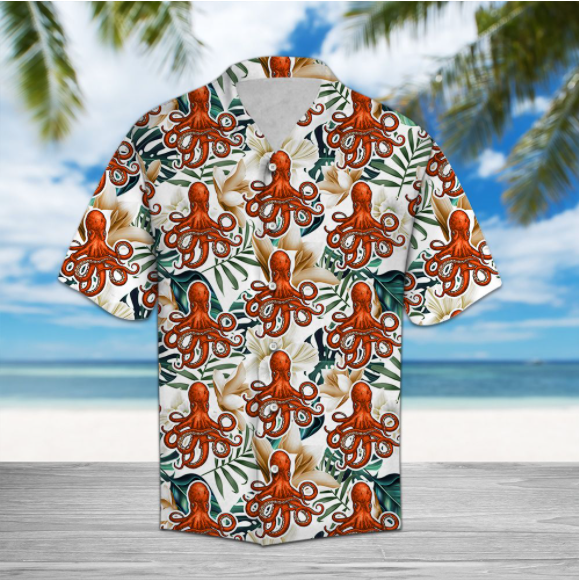 Octopus Flower Tropical Hawaii Aloha Shirt Ha56