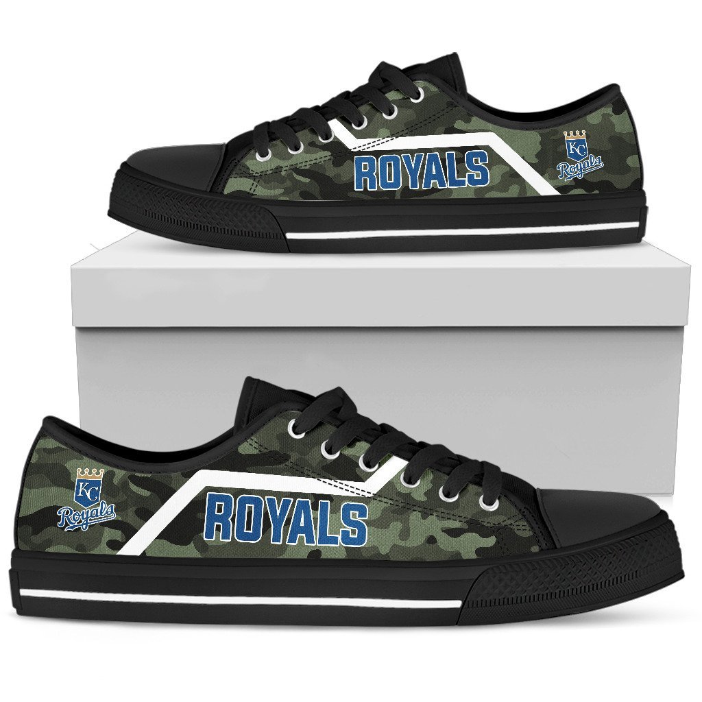 Camo Kansas City Royals Logo Low Top Shoes