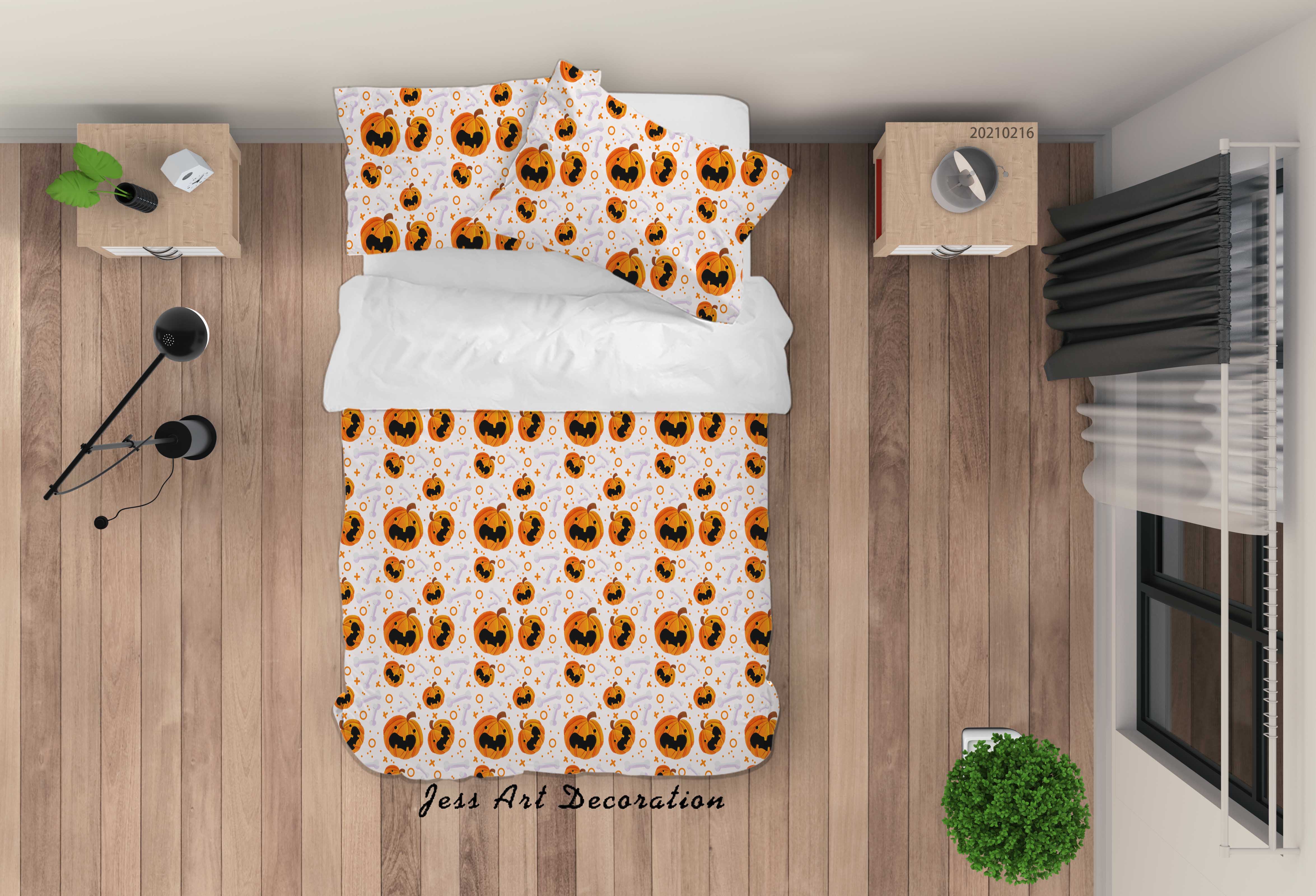 3D Halloween Pumpkin Quilt Cover Set Bedding Set Duvet Cover Pillowcases 37