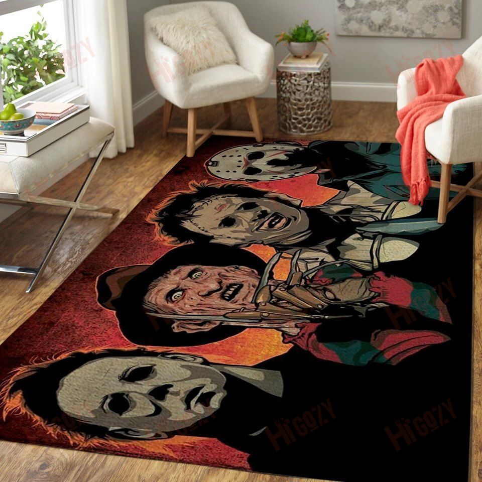 Halloween Rug, Horror Rug, Jason Rug, Friday The 13Th Rug, Michael Myers & Friend Floor Rug, Halloween Rug