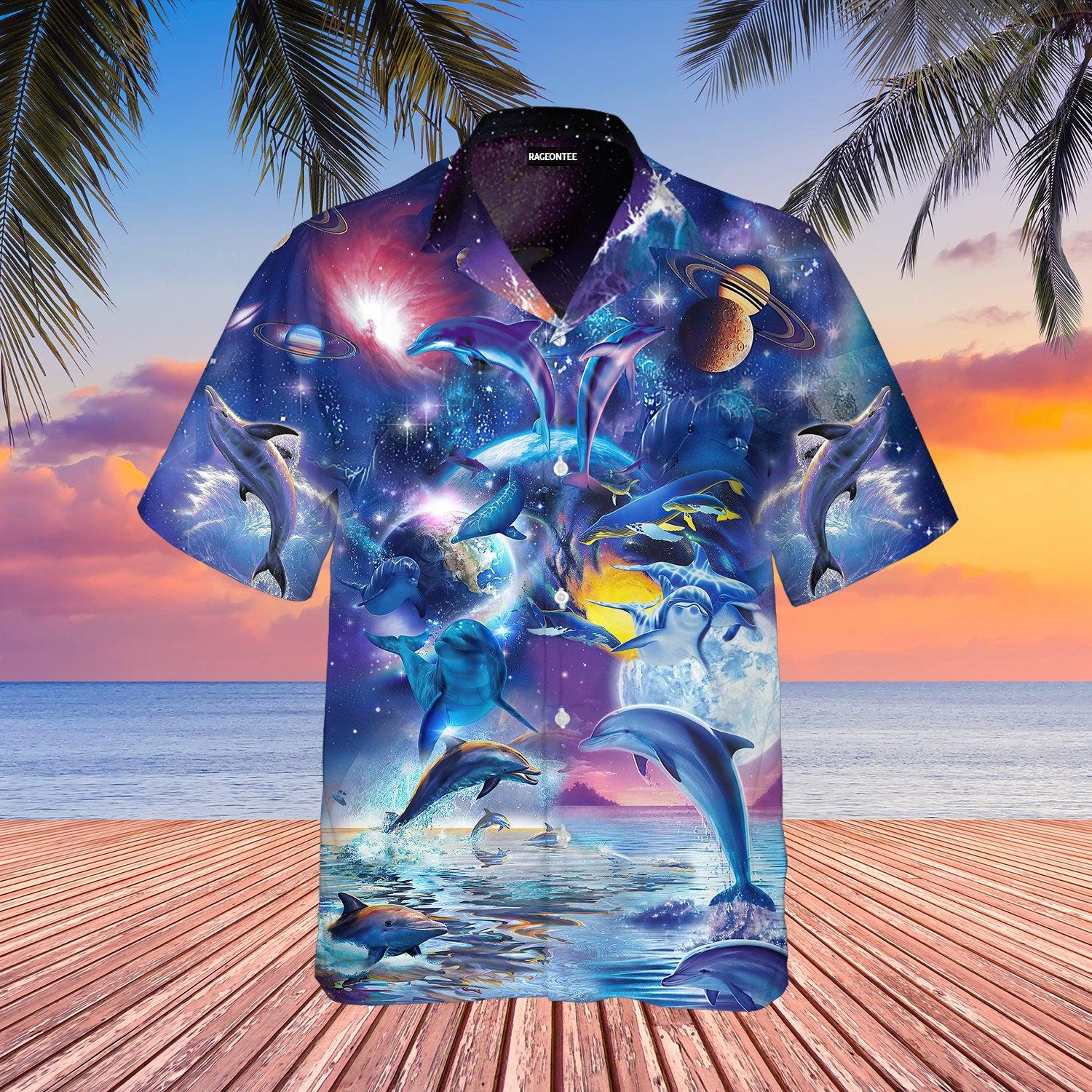 Dolphin In Universe Space Hawaiian Shirt | For Men & Women | Wt1211