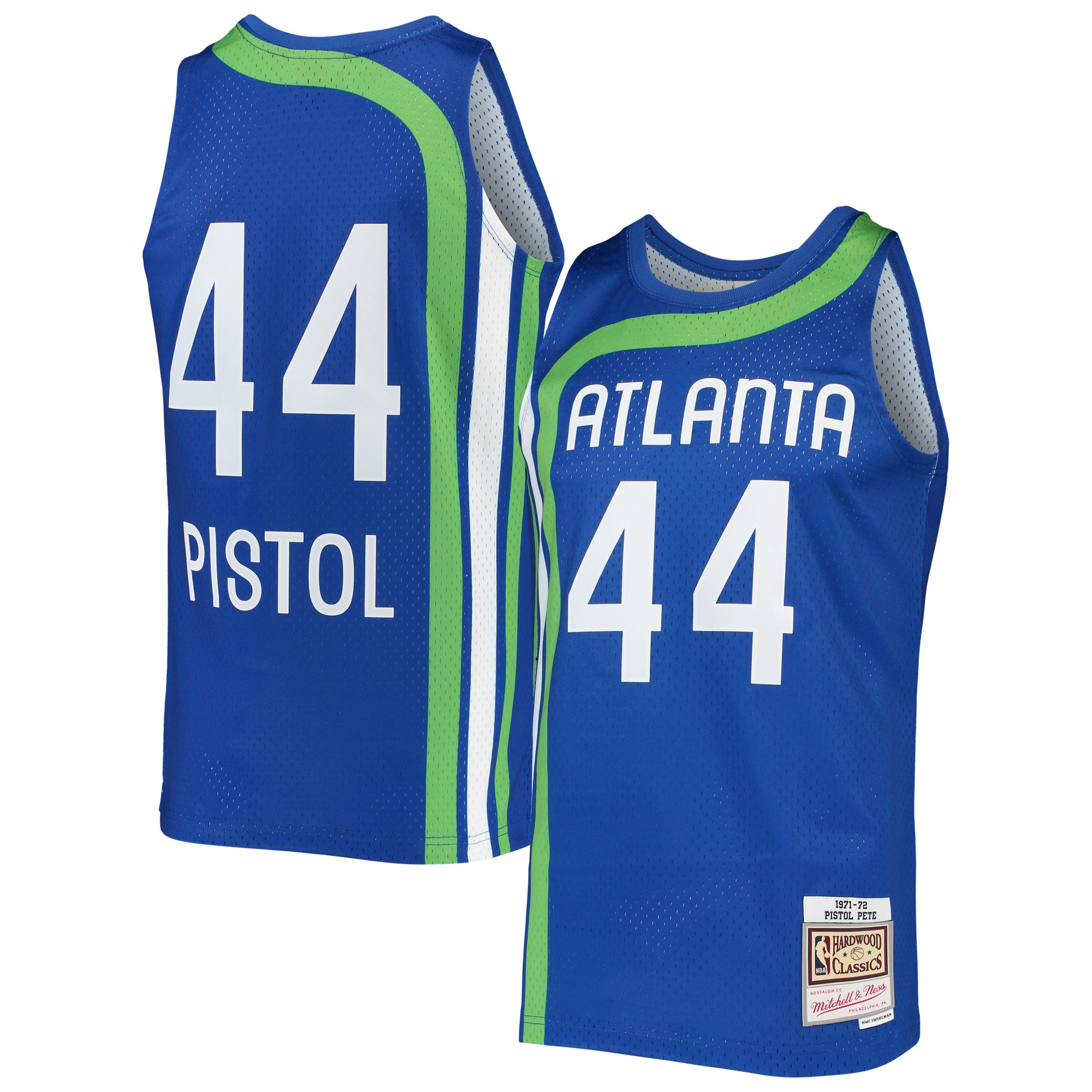 Pete Maravich Atlanta Hawks Mitchell & Ness Hardwood Classics Swingman Jersey – Blue