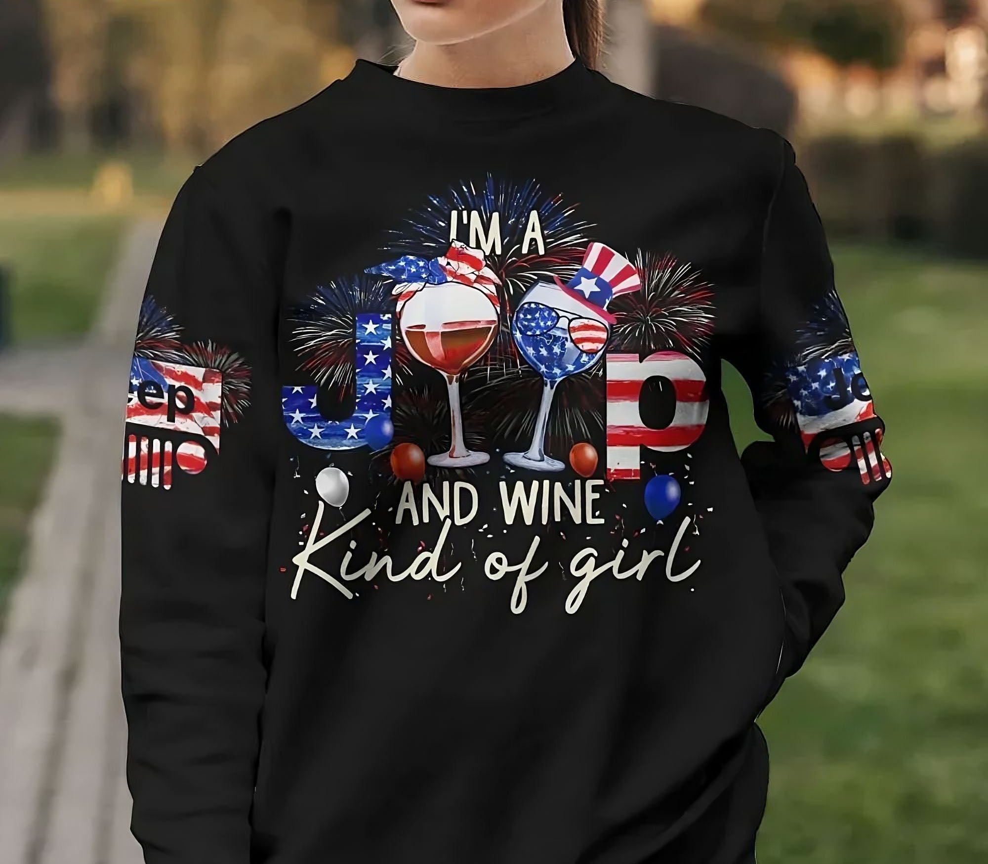 I’M A Jeep And Wine Kind Of Girl All Over Print Sweatshirt