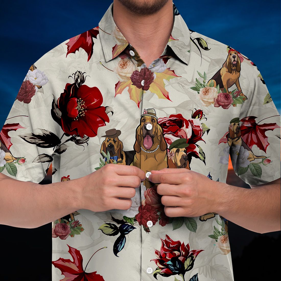 Bloodhound Hawaiian Shirt 90s Flower