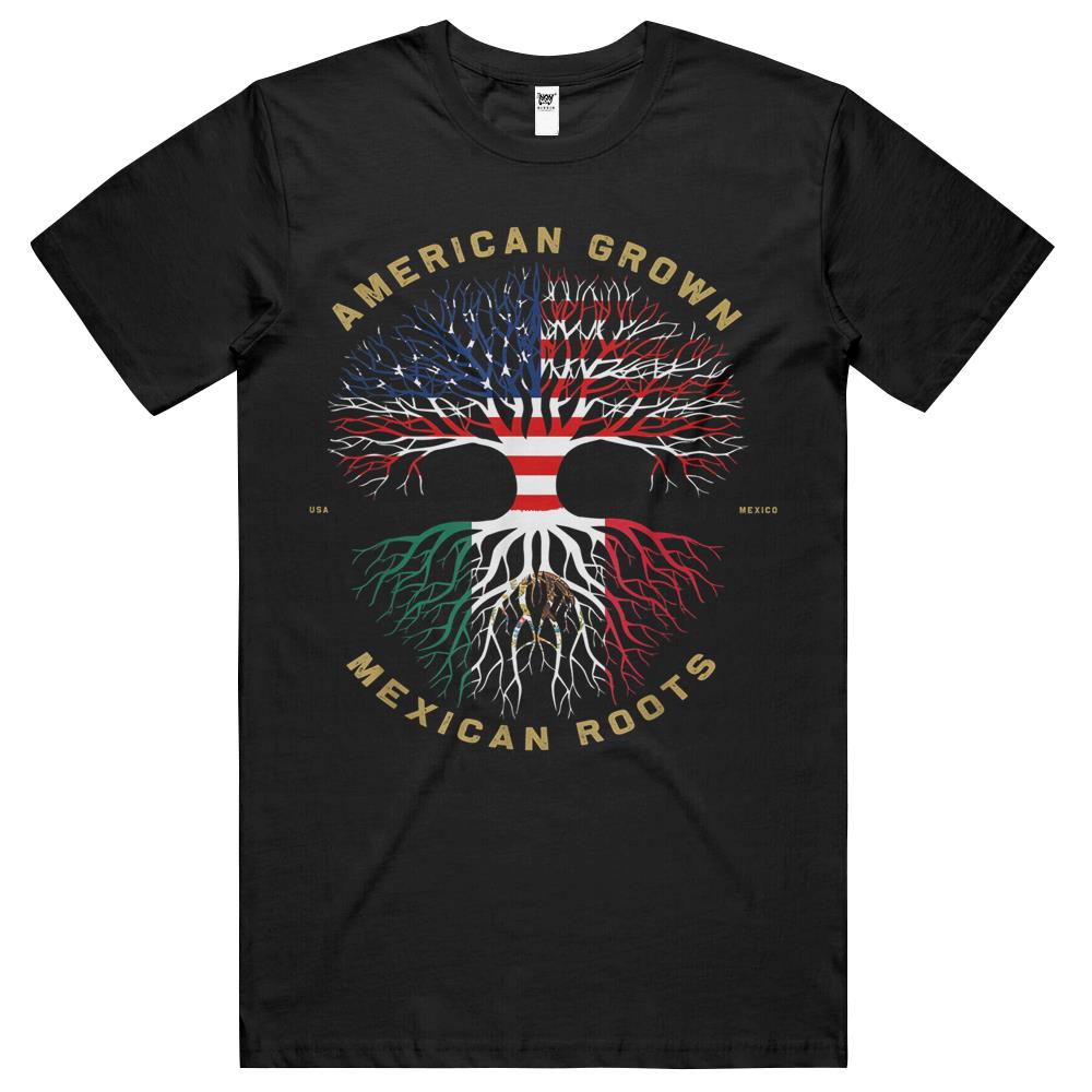 American Grown With Mexican Roots Tree Usa Flag Unique Gifts T Shirts