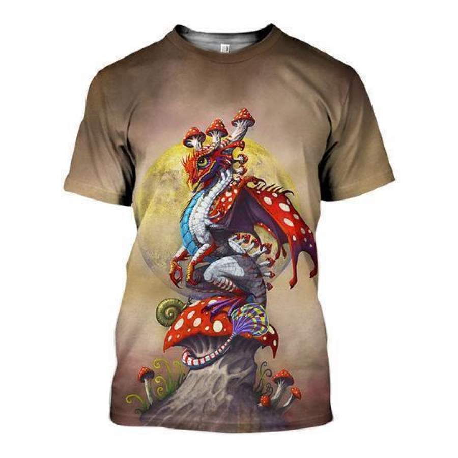 3D ALL OVER PRINTED MUSHROOM DRAGON SHIRTS