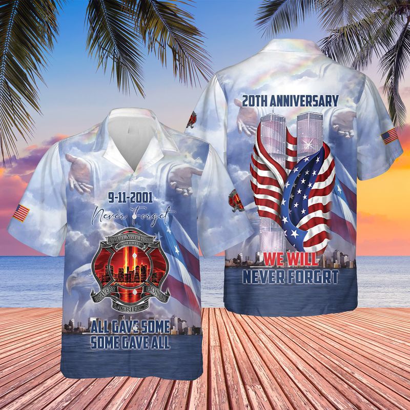 We Will Never Forget 9-11 20Th Anniversary For Man And Woman Print Short Sleeve Hawaiian Shirt Y97