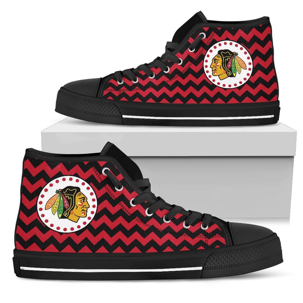 Chicago Blackhawks Chevron Pattern High Top Shoes