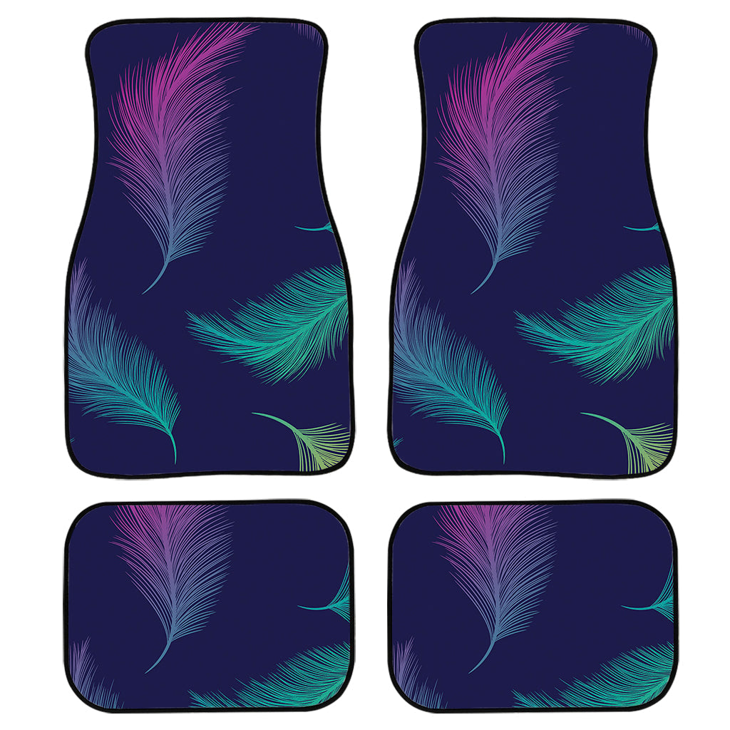 Colorful Feather Pattern Print Front And Back Car Floor Mats, Front Car Mat