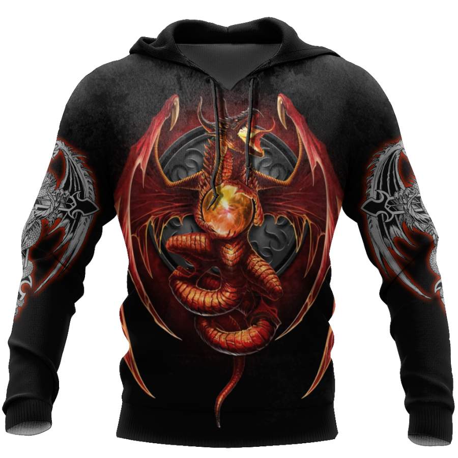 3D Armor Tattoo and Dungeon Dragon Hoodie HAC140102