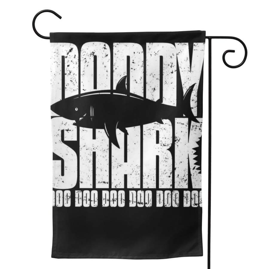 2 Pcs Garden Flag Daddy Shark Doo Doo Doo Horizontal Poster 12.5″x18″ -Mothers Day, Birthday Gifts for Mom, Dad, Wife, Husband, Daughters, Grandma, Friends