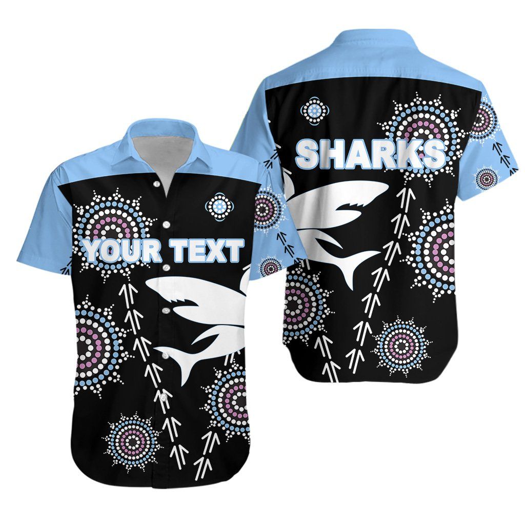 Cronulla Hawaii Shirt Sharks Simple Indigenous Black Ha4493