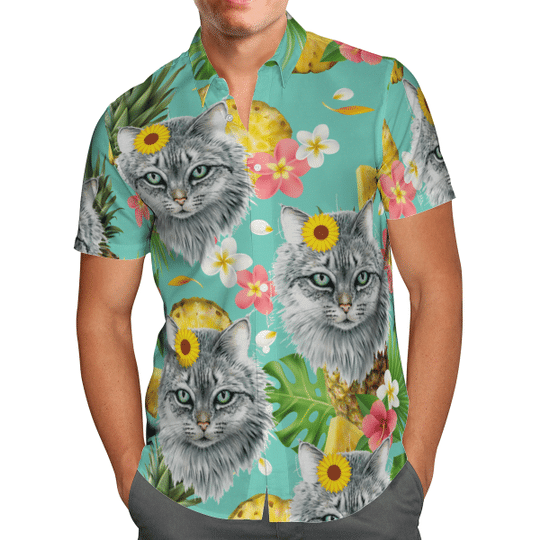 Tropical Pineapple Cat Hawaiian Shirt | Unisex | Adult | Hw6497