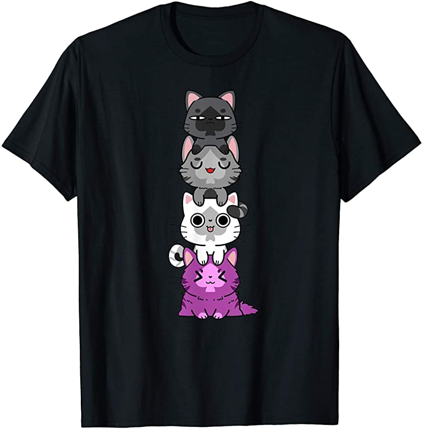 Kitten Stack Cute Neko Spades Pile LGBT Asexual Pride Gift T-Shirt