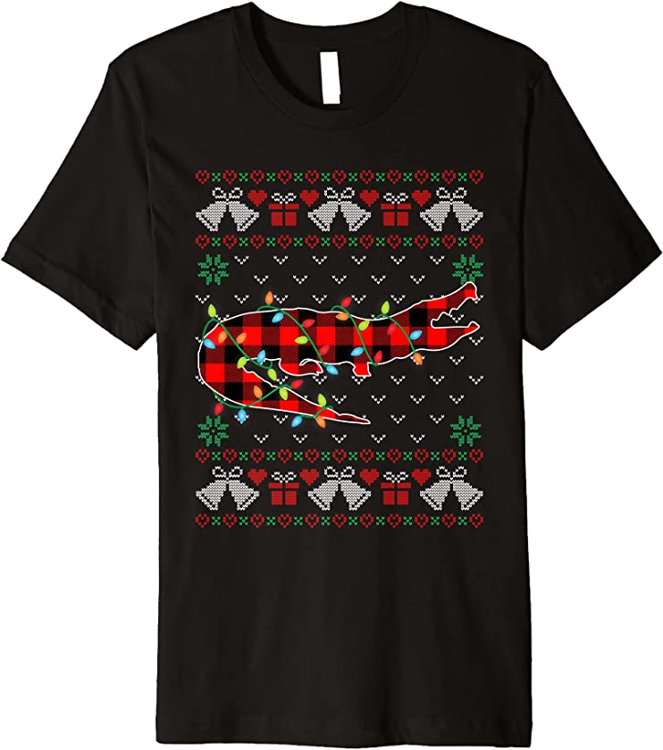 Alligator Lover Funny Xmas Lights Ugly Christmas Sweater Premium T-Shirt