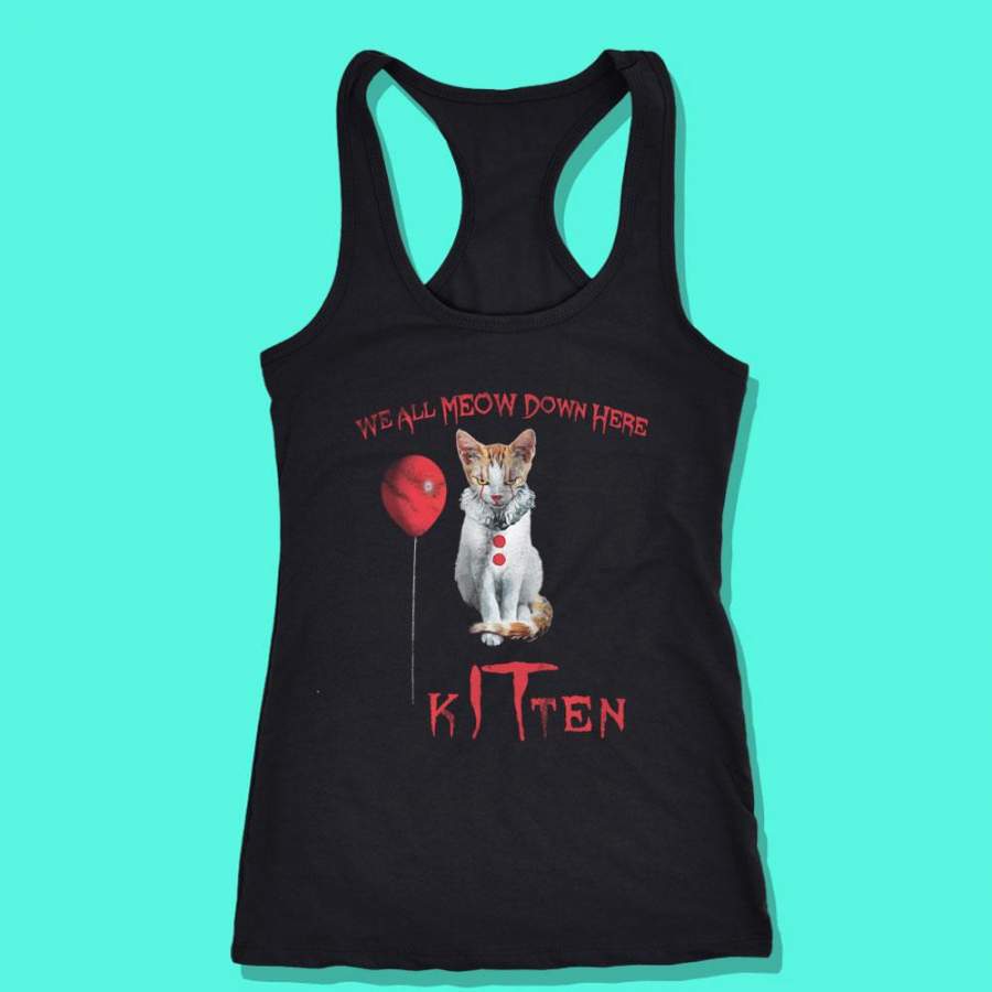 We All Meow Down Here Clown Cat Kitten It Halloween Women’S Tank Top Racerback